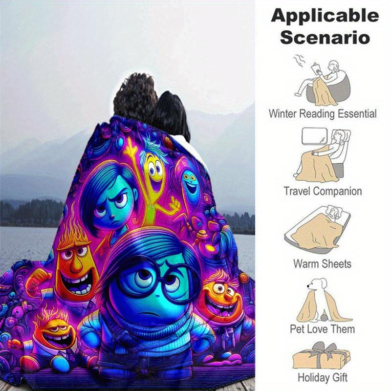 1pc Inside Out Printing Blanket - Soft, All-Season Throw for Living Room, Bedroom,Personalized Gift with Adorable Cartoon Design