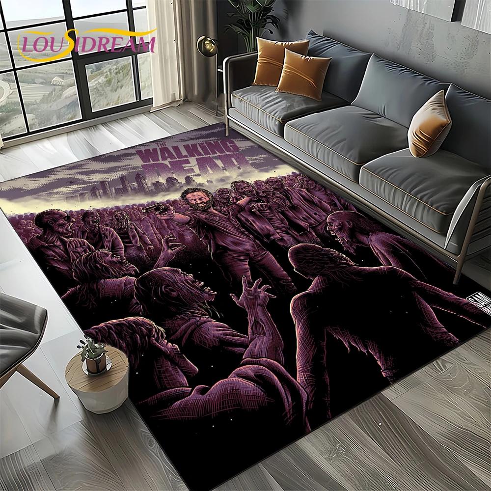 TWD Walking Dead Rick Daryl Horror TV Teppich für Wohnzimmer Schlafzimmer Haus Sofa Dekoration, Kinderteppich rutschfeste Bodenmatte
