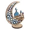 Eid Wooden Moon Muslim Themed Adorn Chic Crafts Home Decor Household Mubarak Festival Ornaments Party Light