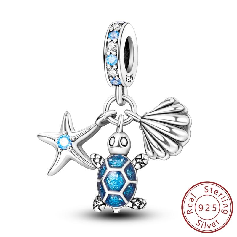 

CodeMonkey 100% 925 Sterling Silver Charm Turtle Shell Beads for Bracelet & Bangle Jewelry Making for Lover