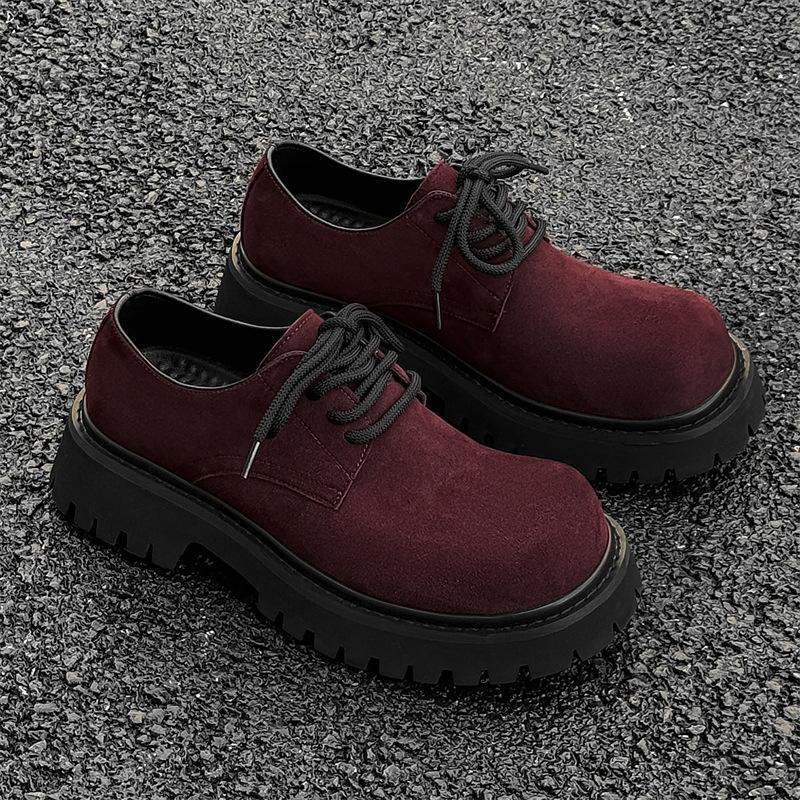 

Весна новый красный мужской большой головы дерби обувь круглый носок толстая подошва увеличивающая рост мужская повседневная рабочая обувь 22057-J 38 красный