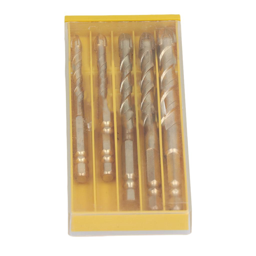 5Pcs Drill Bit Spear Head Hex Shank Drilling Tool Set Kit for Tile Concrete Glass