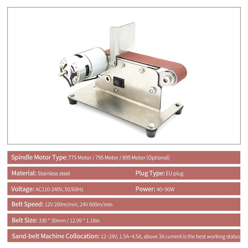 Horizontal Belt Sander Mini Electric Belt Grinding Sander Multifunctional Grinder DIY Polishing Grinding Machine
