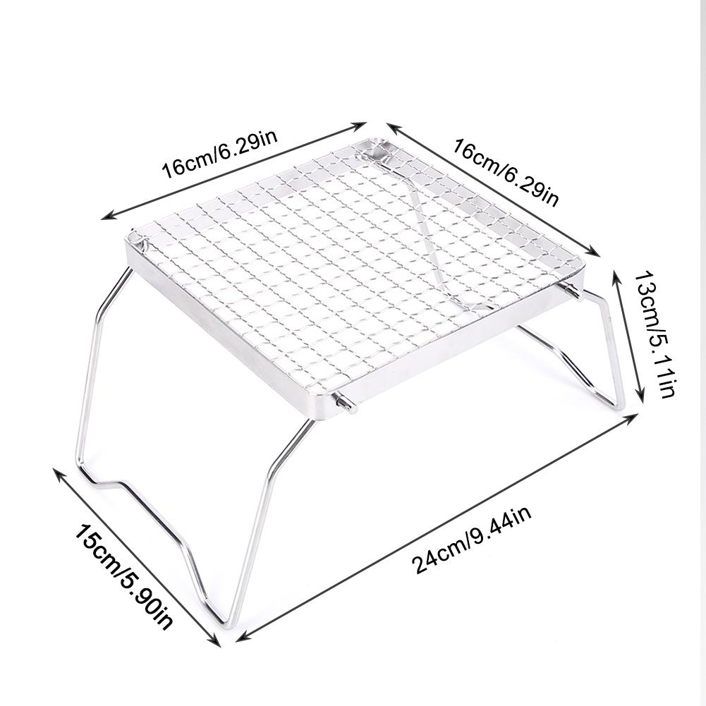 Folding BBQ Grill Rack Stainless Steel Foldable Stove Pot Rack Heat Resistance Baking Tray Bracket for Outdoor Camping Hiking
