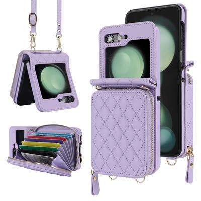 Crossbody pásek na zápěstí kožené pouzdro na telefon pro Samsung Galaxy Z Flip 5 4 3 Flip5 Flip4 Flip3 5G zip peněženka obal na kartu