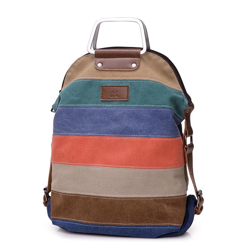 

Contrasting Shoulder Crossbody Bag Women S Canvas Backpack Large Capacity Carry-On Multi-Purpose Bag Multifunctional Backpack