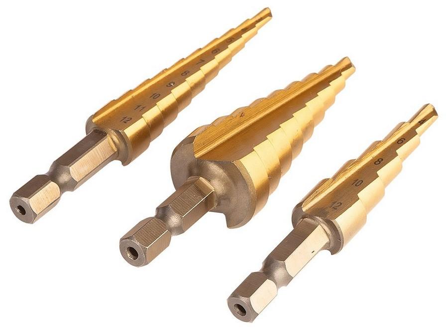 Hss Tin Step Drill Set 3-20 Mm Hex 3 Pcs - T N08-948