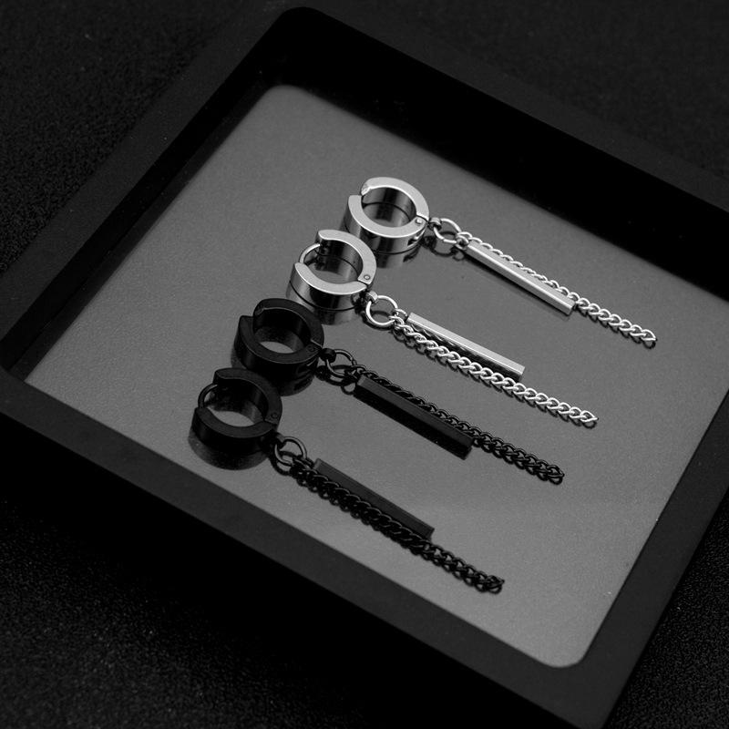Fashion ins titanium steel men's ear clips neutral style 1PC hip-hop stainless steel punk earrings earrings