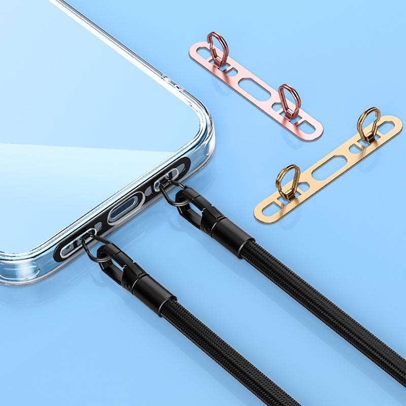 Ultra Thin Metal Mobile Phone Lanyard Patch Stainless Steel Card Anti Lost Hanging Rope Tab Double Buckle Replacement Gasket