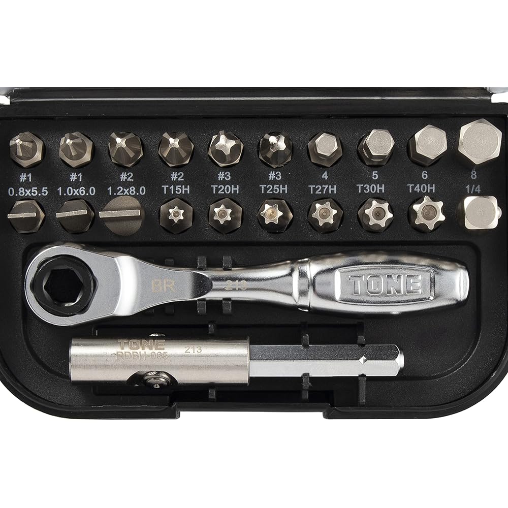 TONE BRS20 Bit Ratchet Set 1/4 Inch 22 Pieces Black