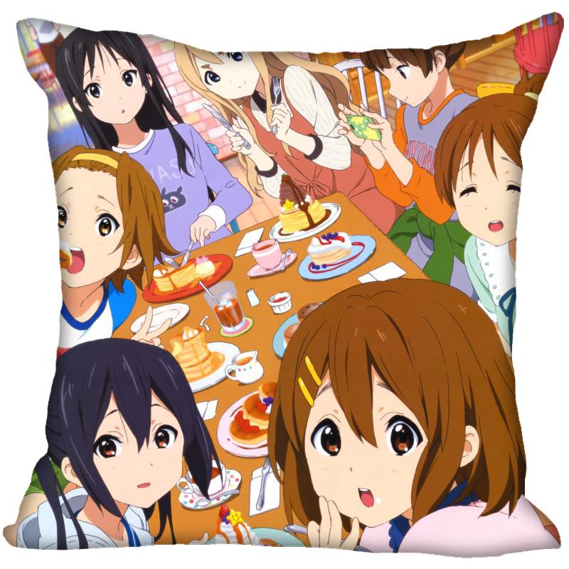New Arrival K-ON! Anime Girl Pillow Case For Home Decorative Pillows Cover Square Zippered Satin Fabric PillowCases 40X40,45X45