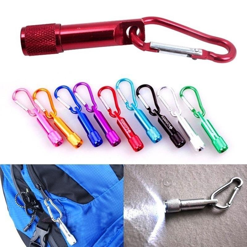 1pcs/2pcsMini LED Flashlight Carabiner Mountaineering Buckle Torch Clip Keychain Camping Hiking Glare Pocket Portable