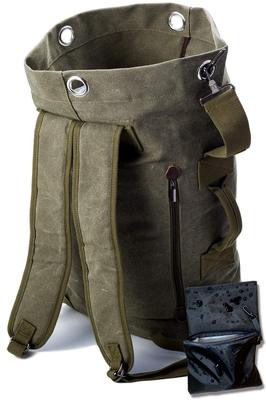 Mochila de lona rústica, grande capacidade, capa de chuva, bolsa de armazenamento, 20L, 30L, mochila de lona de algodão resistente, bolso com zíper lateral, modelo M, capa [KIRIRU] × Masculino