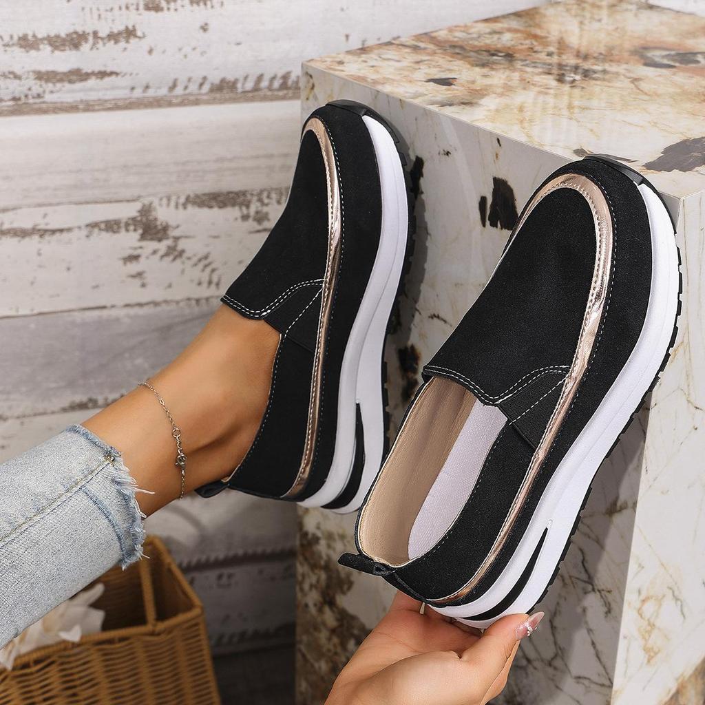Zapatos Casuales de Talla Grande para Mujer Suelas Gruesas Combinación de Colores Slip-on Deportivos Zapatos de Mujer