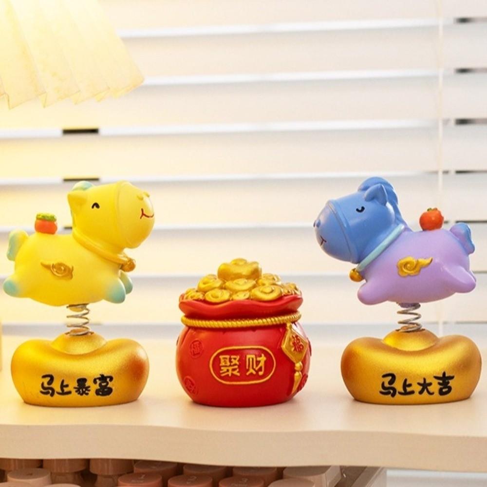 Cartoon Zodiac Pony Ornaments Pony Shape Resin Horse Statue Horse Year Kawaii New Year Desktop Ornament Office