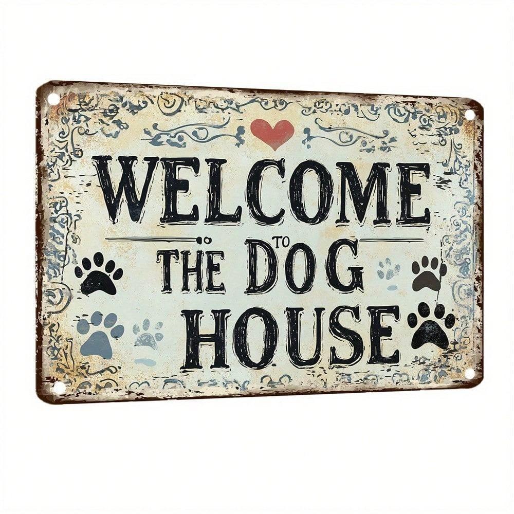 Vintage Dog House Tin Metal Wall Art Sign Outdoor Indoor Decor 8x12 Inches Farmhouse Garden Home Rustic