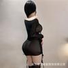 Sexy Underwear Women's Uniform Sexy Purple Mesh Perspective Qqny Hip Skirt Pure Desire Internet Celebrity Drawstring Folds