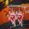 Halloween Skeleton Blood Handprint Earrings - Acrylic Dangle Jewelry