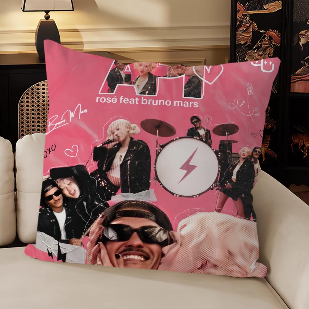 Hot Singer Bruno Mars Apt-RoseEs Music Pillow Case Sofa Living Room Headboard Bedroom Backrest Cushion Square Cushion Nap Time