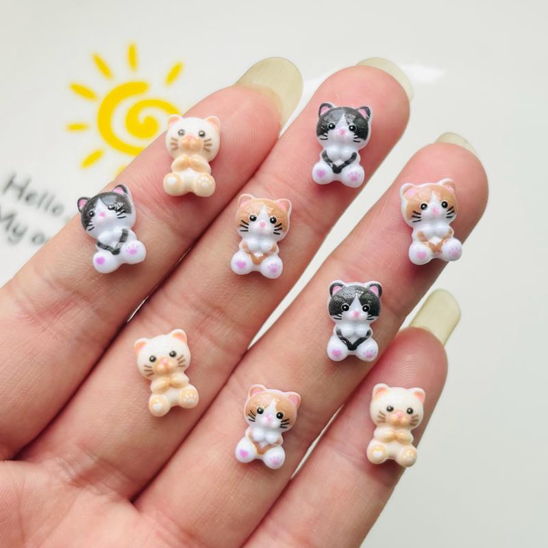 55 Pcs New Cute Mini Resin Mixed Color Kitten Flatback Ornament Jewelry Making Manicure Hairwear Accessories A45