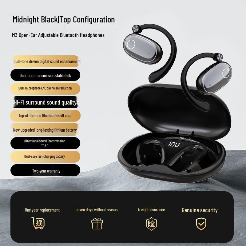 M3 Wireless Bone Conduction Bluetooth Sport Ear-hook Earphones - Adjustable, New Model