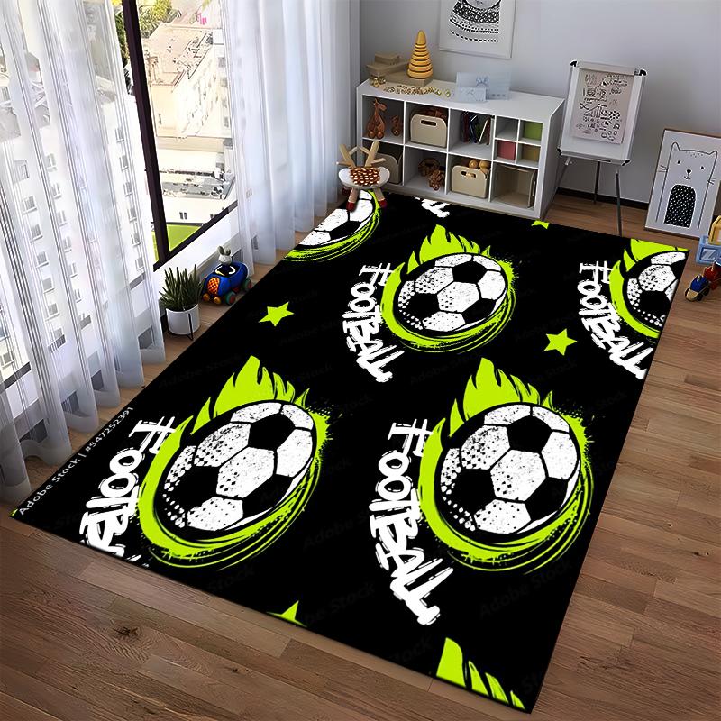 "Soccer Ball Green Graffiti Style Carpet for Living Room Decor" Suitable for use as an anti-slip for living room bedroom sofas