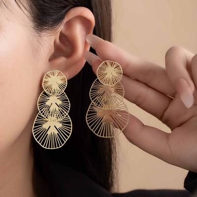 Irregular Hollow Earrings, Personalized Creative Lotus Leaf Studs, Exaggerated Design Earrings For Women