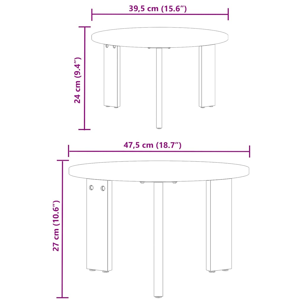 Coffee Table Set 2 pcs White Solid Pine Wood