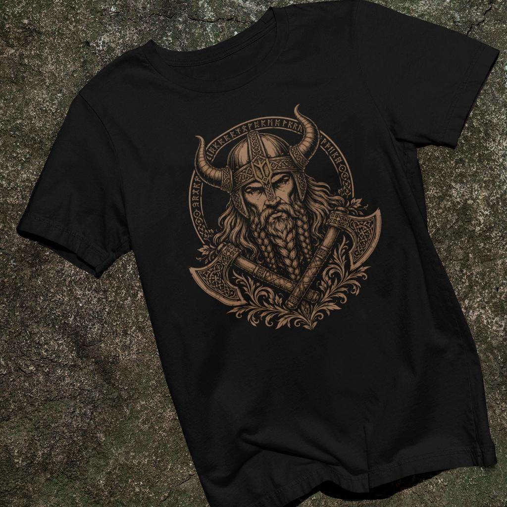Viking Warrior Women Men T Shirts with Algiz Protection Rune Norse Mythology Tees Nordic Berserker Graphic Tops