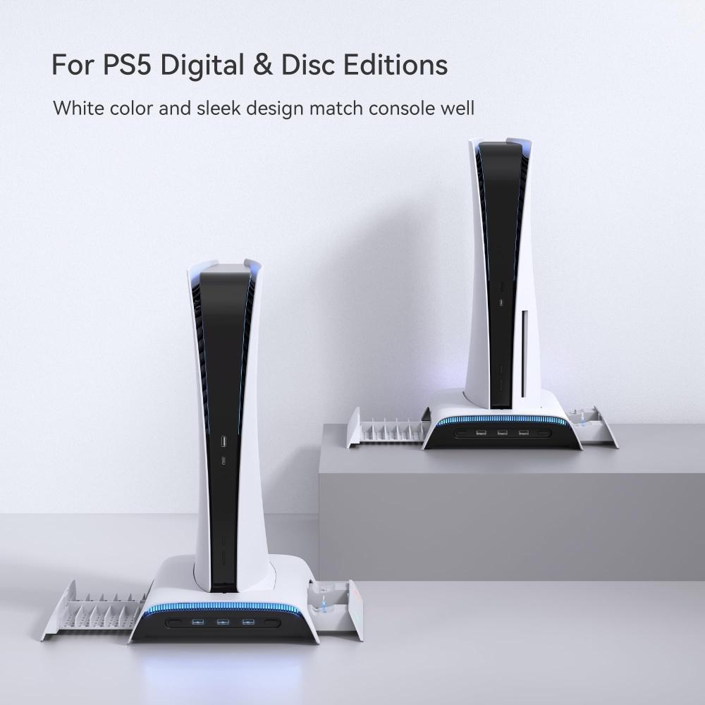 [Upgraded Version] PS5 Compatible Stand Vertical KIWIHOME PS5 Compatible Cooling Fan Updated Charging Design To Provide a More Comfortable Gaming Expe