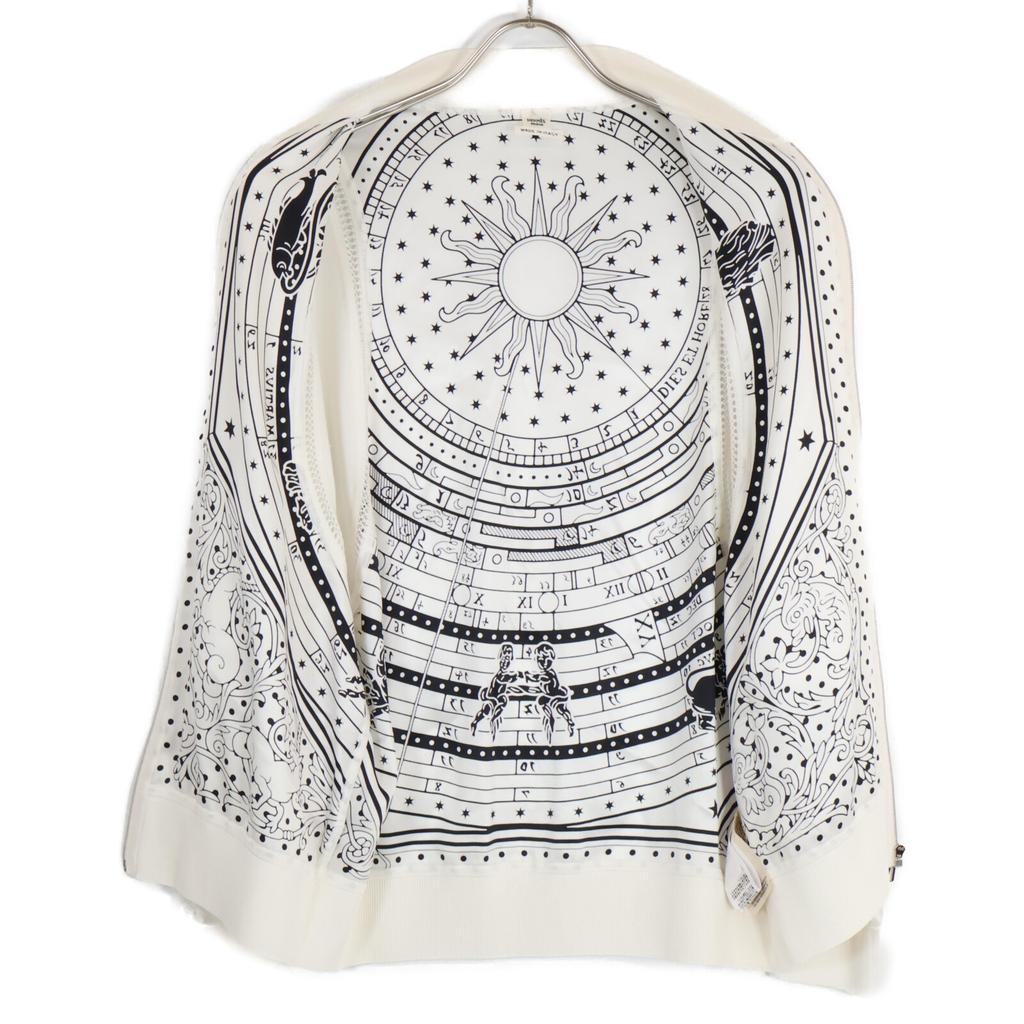 Hermes [Good condition/Domestic Regular/2011 Production] 3H2801D8 MARTIVS Silk Zip-up Blouson/ Jacket 34 White / blackUsed