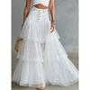Women's High Waist A-Line Maxi Skirt Tiered Tulle Layered Skirt Elegant Casual Long Skirt