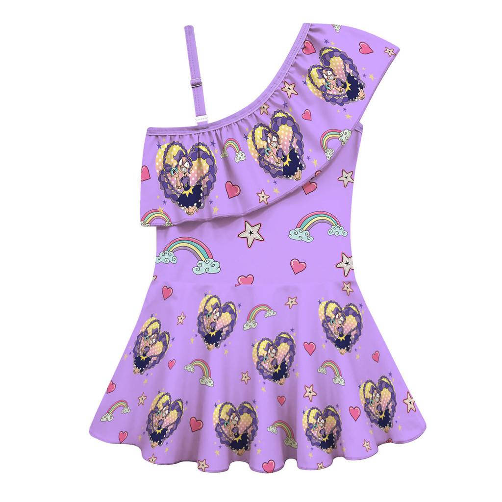 20874 Kids Girls Lily Lovebraids Rainbow Printing One-piece Swimsuit Swimwear 100cm фиолетовый