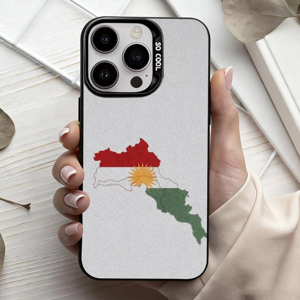 

Kurdistan Flag M-Mobile Phone Case For iPhone17,16,15,14,13,12,11 Plus,Pro Max Black Candy Silver Plated Cover iPhone16e