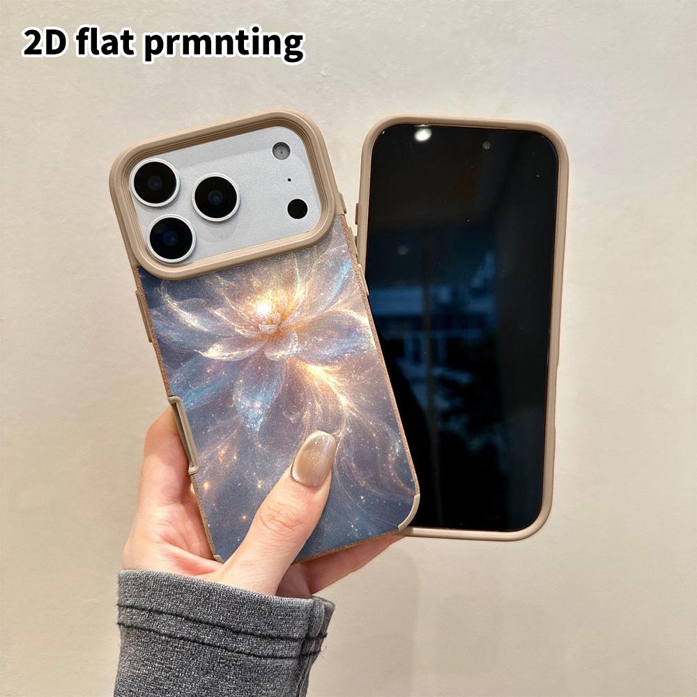 Phone Case: 2D flat lambskin suitable for iPhone 18, 17, 16, 15, 14, 13 Pro protective cases, nebula spirit flowers, Christmas and Halloween gifts