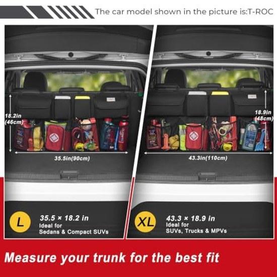Trunk Storage - SURDOCA Car Pocket Seat Back Large Capacity Stable Design Velcro Wear-Resistant Easy Installation Suitable Medium Small Vehicles such