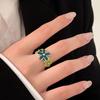 Yinruitai S925 Sterling Silver Floral Drip Oil Ring: Women's Simple Retro Fashion with Push-Pull Design.