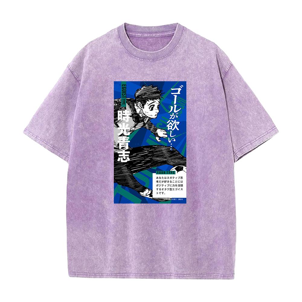 Hot Anime Blue Lock Tokimitsu Aoshi Graphic T Shirt Men Manga Washed Tshirts Oversized Cotton T-shirt Harajuku Male Vintage Tops
