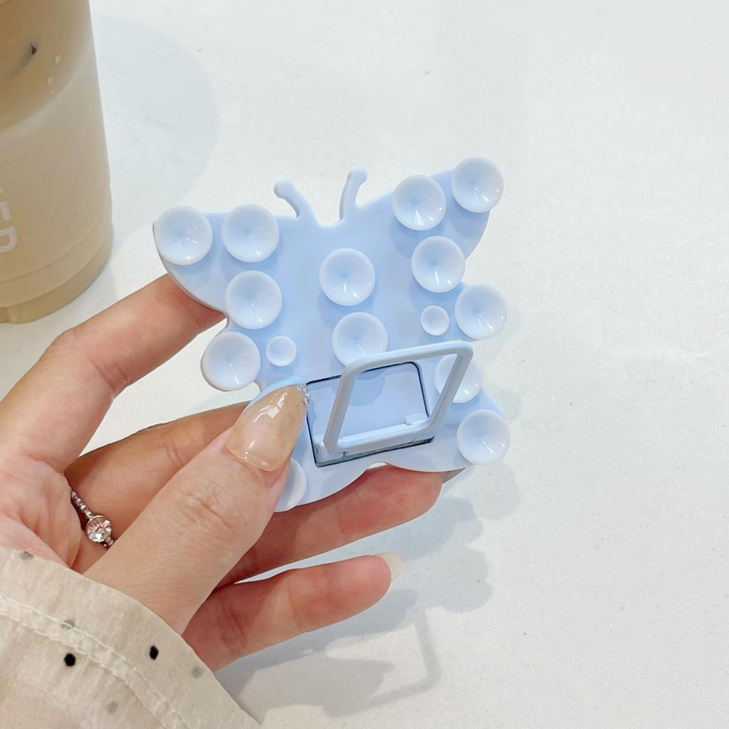 Butterfly Silicone Suction Cup Phone Stand Holder Portable Desktop Kickstand Square Ring Holder
