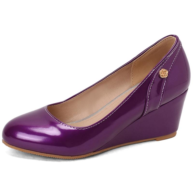 

Классические женские туфли на танкетке, модные белые, красные, синие танкетки, свадебные, офисные туфли, женские туфли-лодочки для платья, весна 2025, удобные 39 фиолетовый