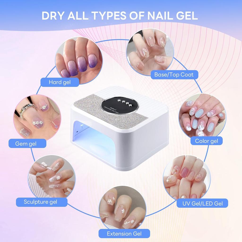 288W UV LED Nail Lamp for Gel Nails, Fast Curing with Auto Sensor & 4 Settings