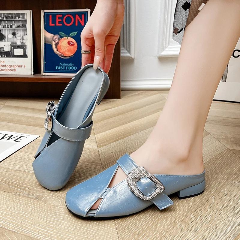 Fashion Mules Shoes Women's Flats Slippers Cystal Casual Sandals 2025 Designer New Summer Woman Flip Flops Fashion Slides Cozy Zapatos