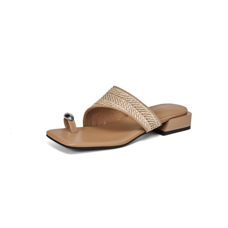 New Summer Women's Flat-bottomed Slippers Casual Solid Color Soft Bottom Size Sandals Comfortable One-pedal Set of Toe Slippers