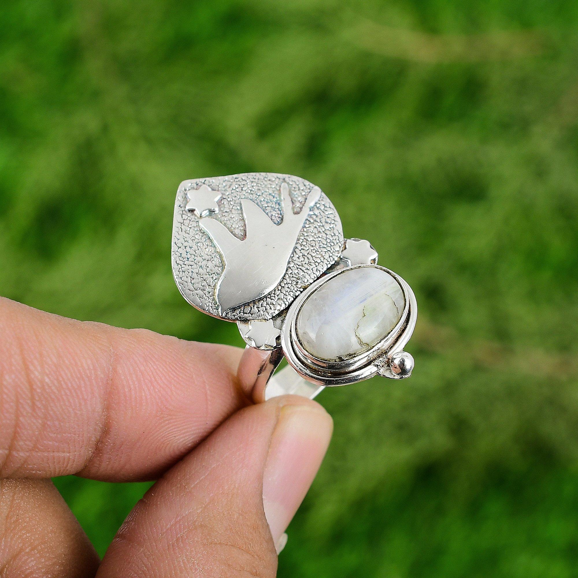 

Кольцо регулируемого размера Птица Обещания из серебра 925 пробы с натуральным радужным лунным камнем для девушек Adjustable