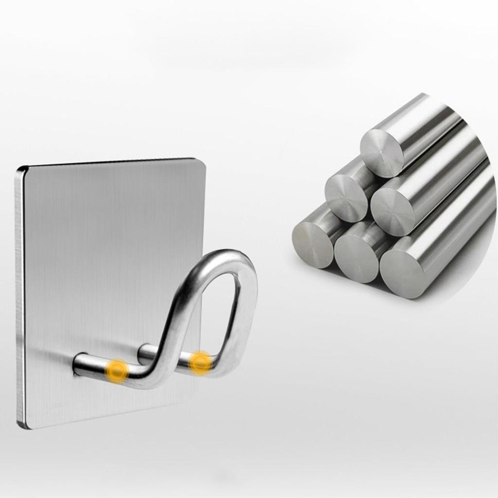 Stainless Steel Bathroom Sticky Hook Wall Mount Towel Hanger Shower Glass Wall Hanging Rack for Home and Hotel Use