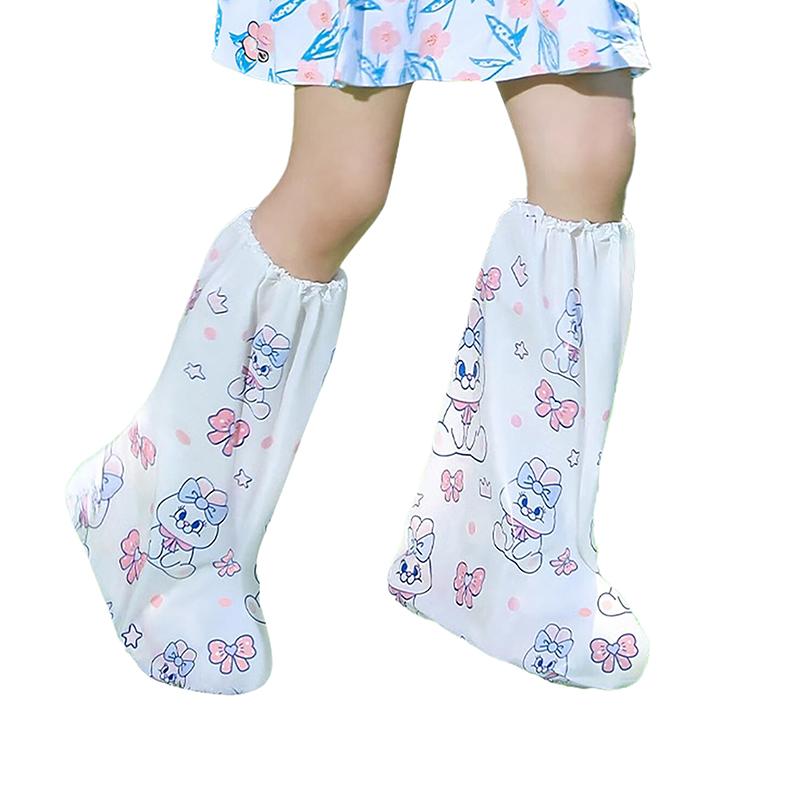 1Pair Cartoon High Waterproof Children'S Shoe Covers Protectors Anti-Slip Rain Proof Long Shoes Cover With Stretchy Cuff