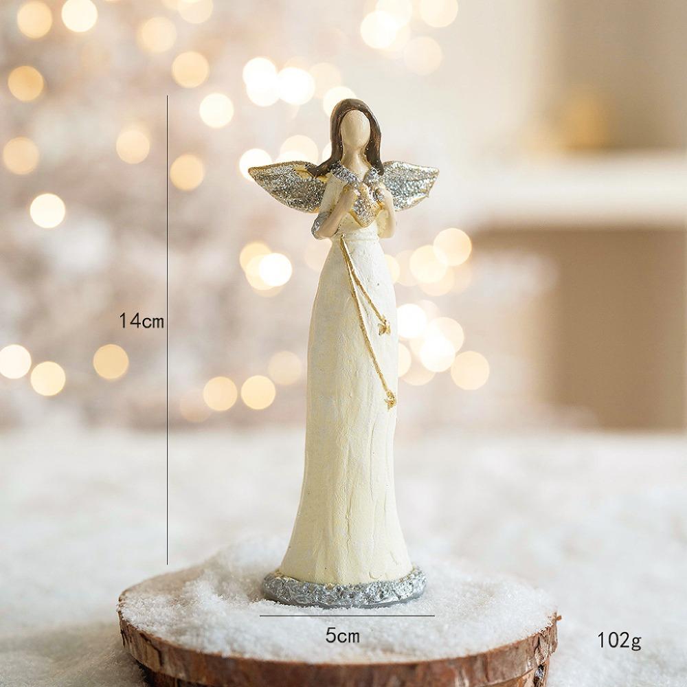 Resin Angel Girl Desktop Decoration Angel Design Waterproof Christmas Scene Arrangement White Gold Pink Angel Girl Decor