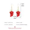 Red Berry Cluster Drop Earrings Fruit Inspired Dangle Earrings Gold Tone Hook Earrings for Women