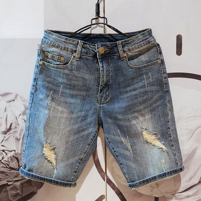 Yaz Modası erkek Delik Kot Şort Kot Erkekler için Mavi Şalvar Şort Yeni Kot Pantolon