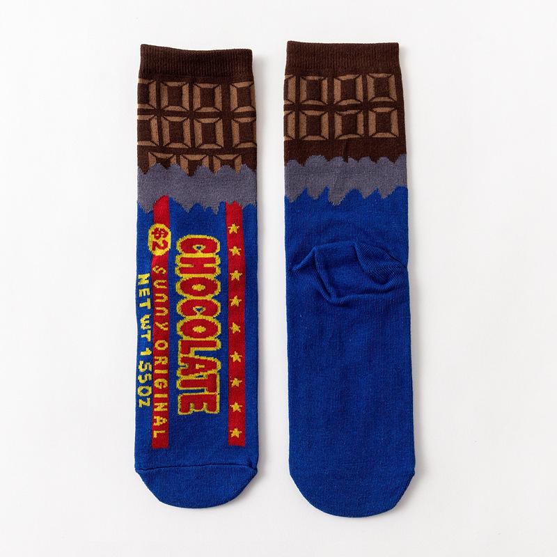 Funny Harajuku Women Casual Cartoon Fruit Sock Hot Sale Banana Avocado Lemon Egg Cookie Donuts Colorful Japanese Skateboard Sock